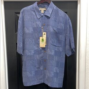 Jamaica Jaxx Textured Blue Casual Shirt 100% Silk